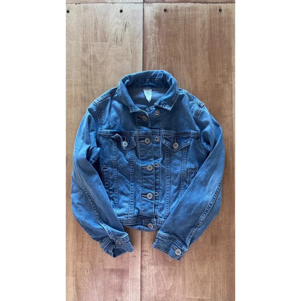 Thereabouts Kids Medium Wash Blue Denim Trucker Jacket‎ Size S 7/8 Stretch Denim